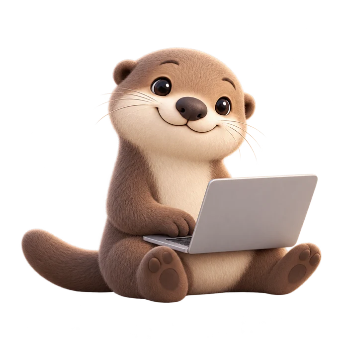 Ottiyo’s friendly otter using a laptop